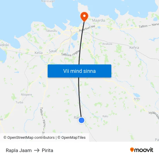 Rapla Jaam to Pirita map