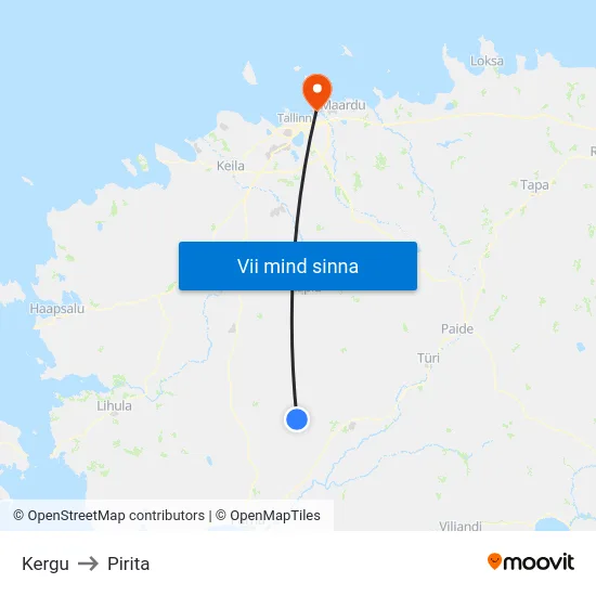 Kergu to Pirita map