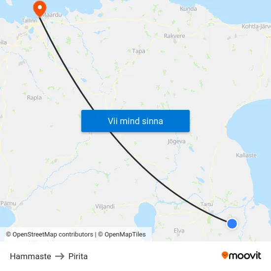 Hammaste to Pirita map