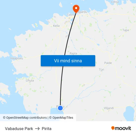 Vabaduse Park to Pirita map