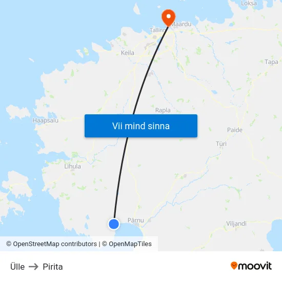 Ülle to Pirita map