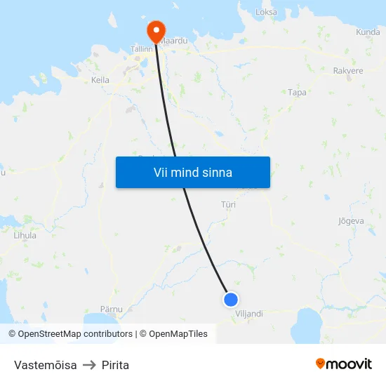 Vastemõisa to Pirita map