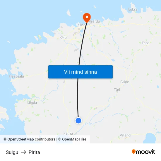 Suigu to Pirita map