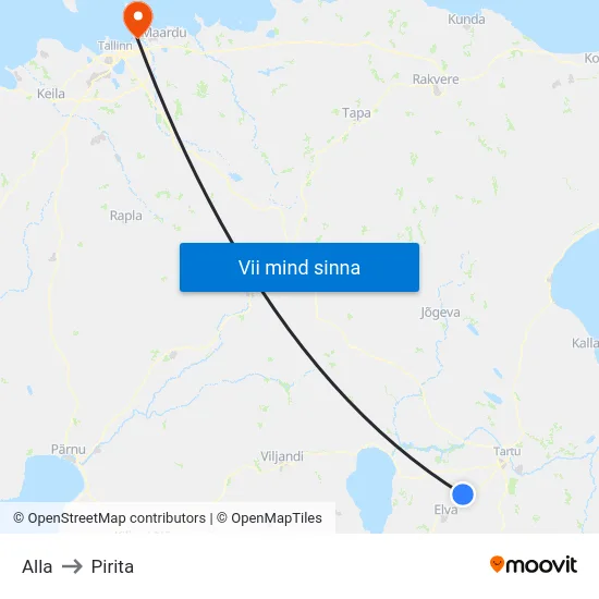Alla to Pirita map