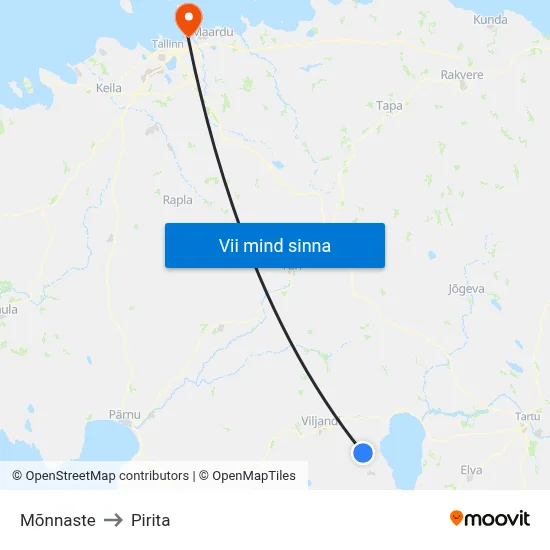 Mõnnaste to Pirita map