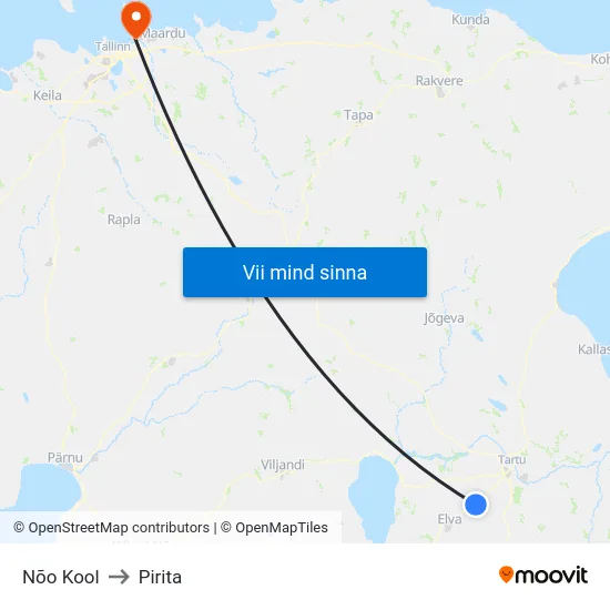 Nõo Kool to Pirita map