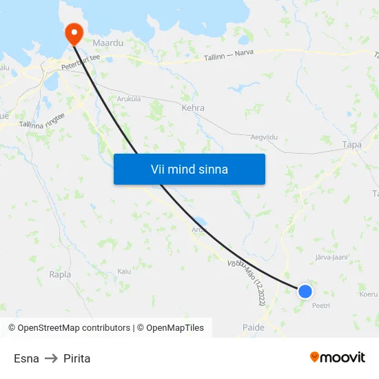 Esna to Pirita map