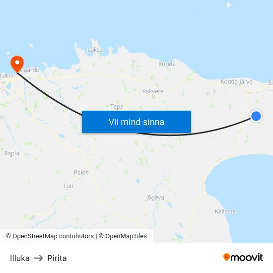 Illuka to Pirita map