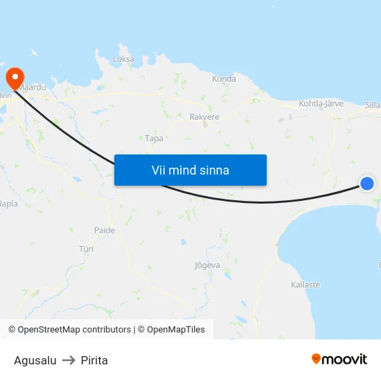 Agusalu to Pirita map