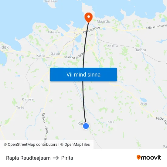 Rapla Raudteejaam to Pirita map