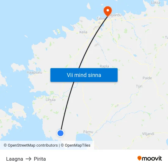 Laagna to Pirita map