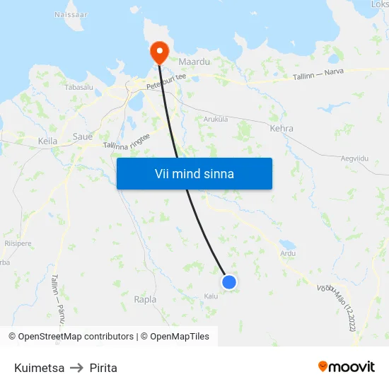 Kuimetsa to Pirita map
