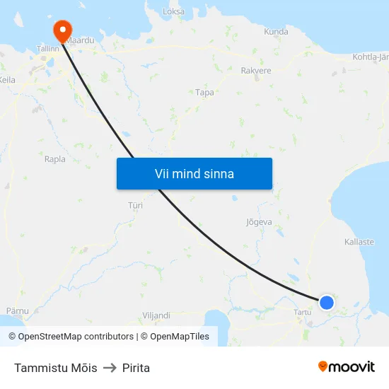 Tammistu Mõis to Pirita map
