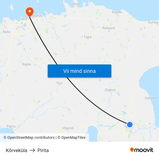 Kõrveküla to Pirita map