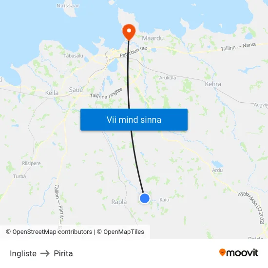 Ingliste to Pirita map