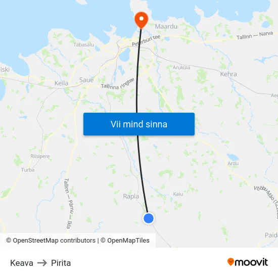 Keava to Pirita map