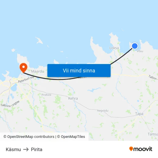 Käsmu to Pirita map