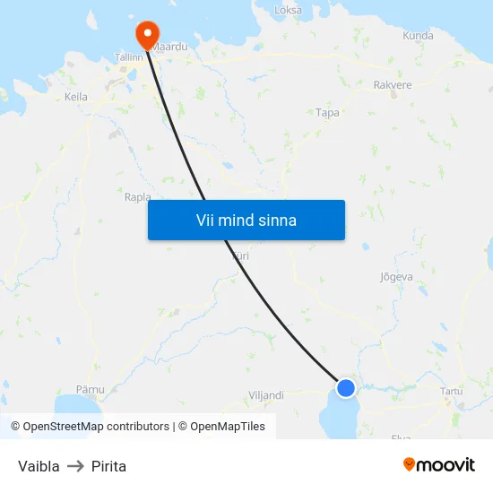 Vaibla to Pirita map