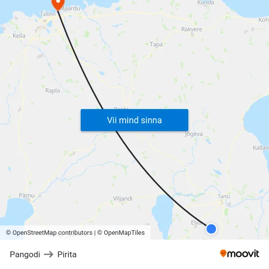 Pangodi to Pirita map