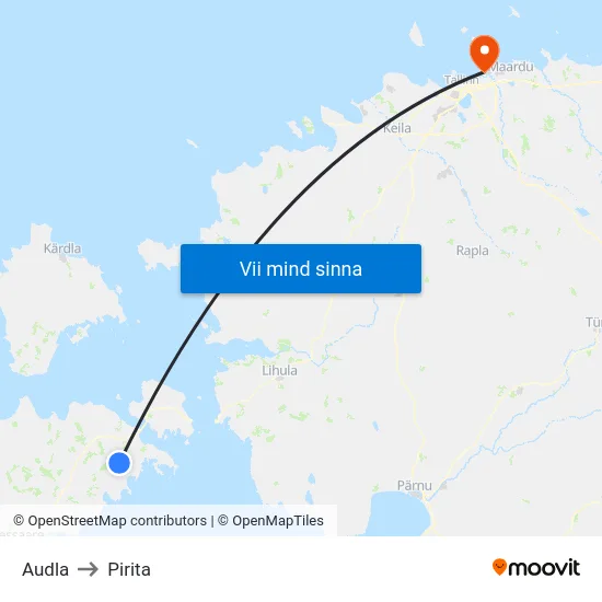 Audla to Pirita map