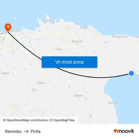 Remniku to Pirita map