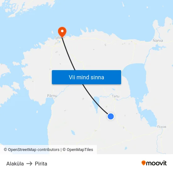 Alaküla to Pirita map