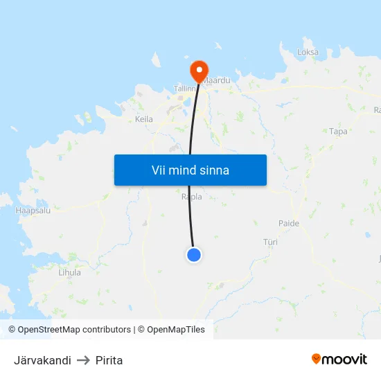 Järvakandi to Pirita map