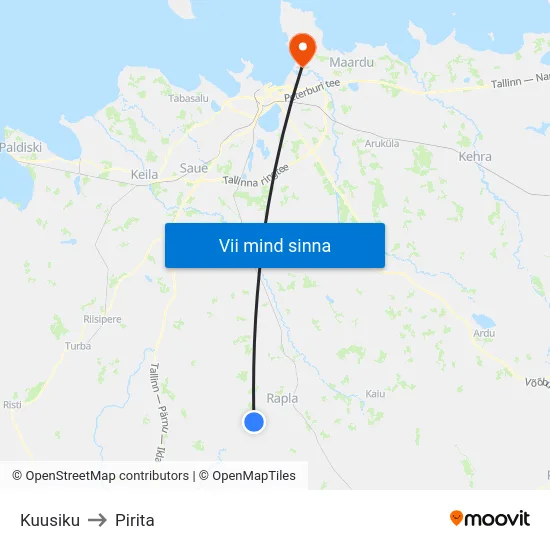 Kuusiku to Pirita map
