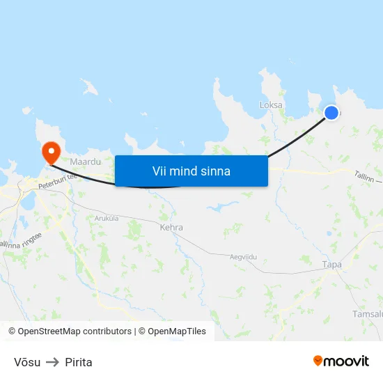 Võsu to Pirita map