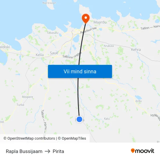 Rapla Bussijaam to Pirita map