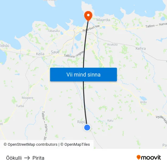 Öökulli to Pirita map