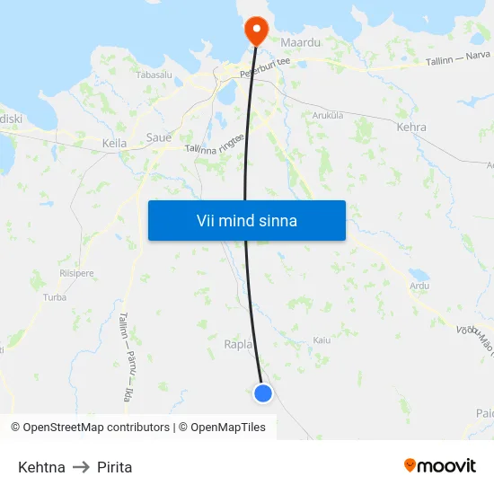 Kehtna to Pirita map