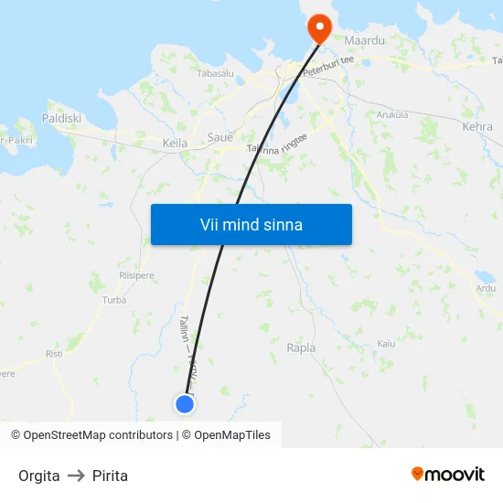 Orgita to Pirita map