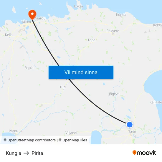 Kungla to Pirita map