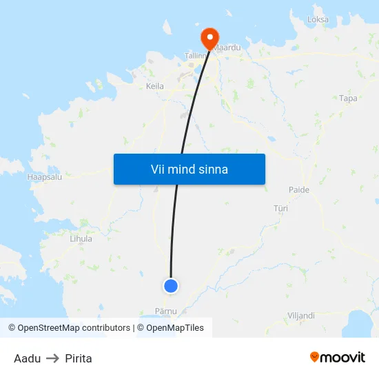 Aadu to Pirita map