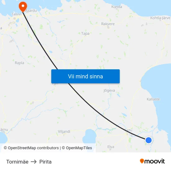 Tornimäe to Pirita map