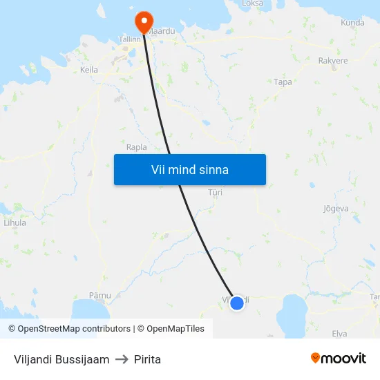 Viljandi Bussijaam to Pirita map