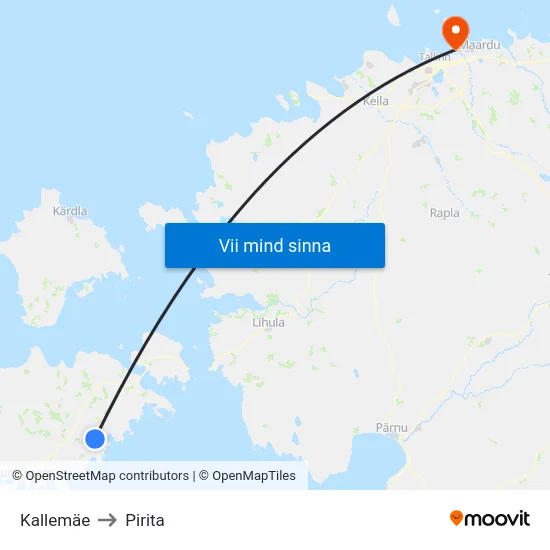 Kallemäe to Pirita map
