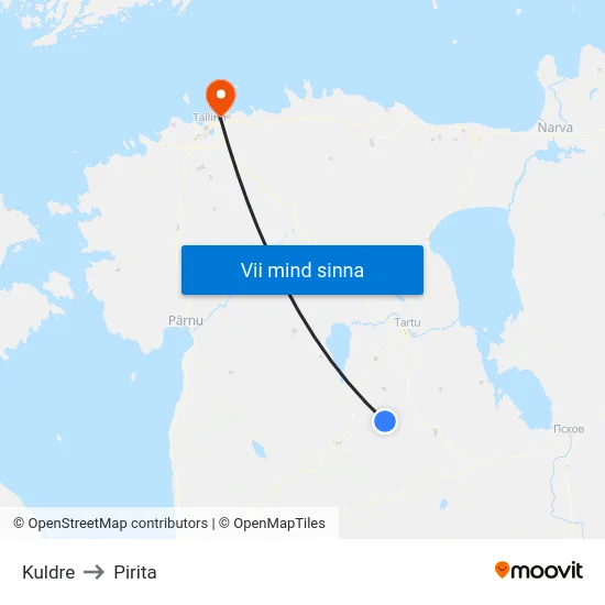 Kuldre to Pirita map