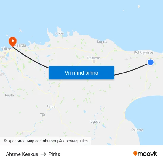 Ahtme Keskus to Pirita map