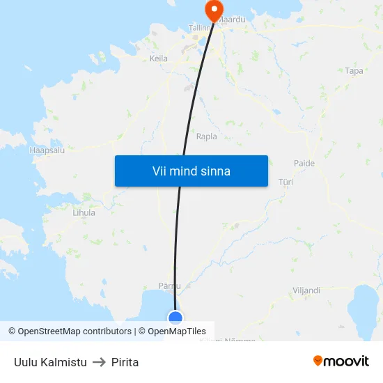 Uulu Kalmistu to Pirita map
