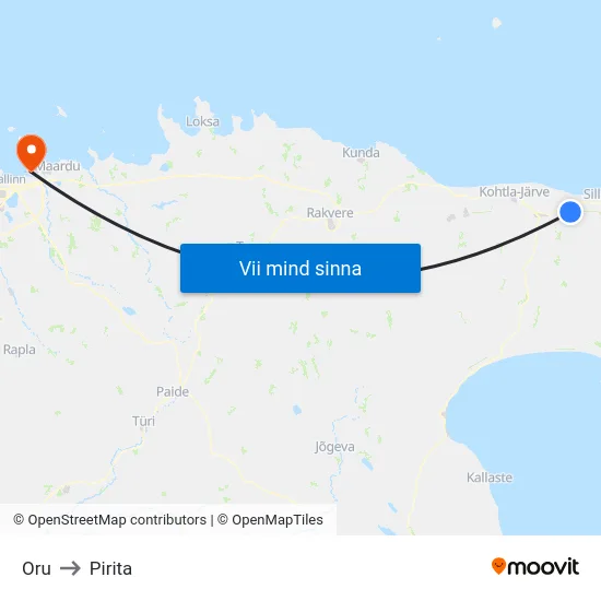 Oru to Pirita map