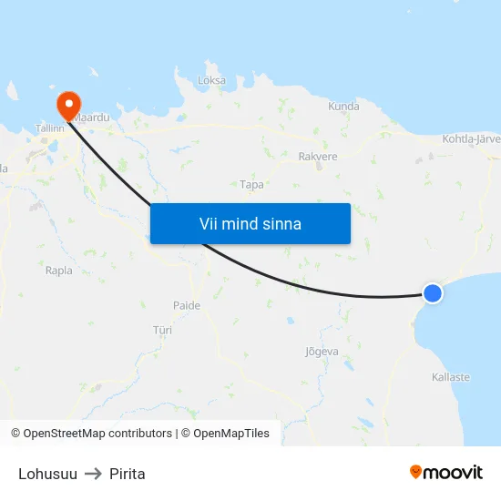 Lohusuu to Pirita map