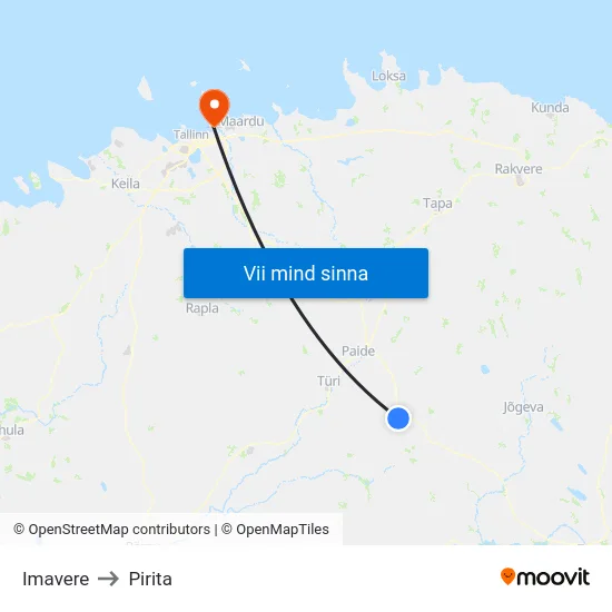 Imavere to Pirita map