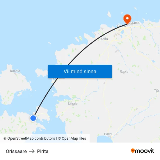 Orissaare to Pirita map