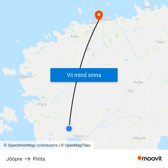 Jõõpre to Pirita map