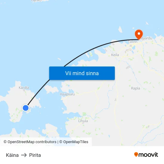 Käina to Pirita map