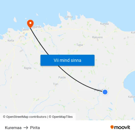 Kuremaa to Pirita map