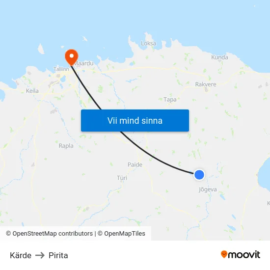 Kärde to Pirita map