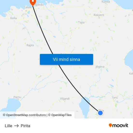 Lille to Pirita map